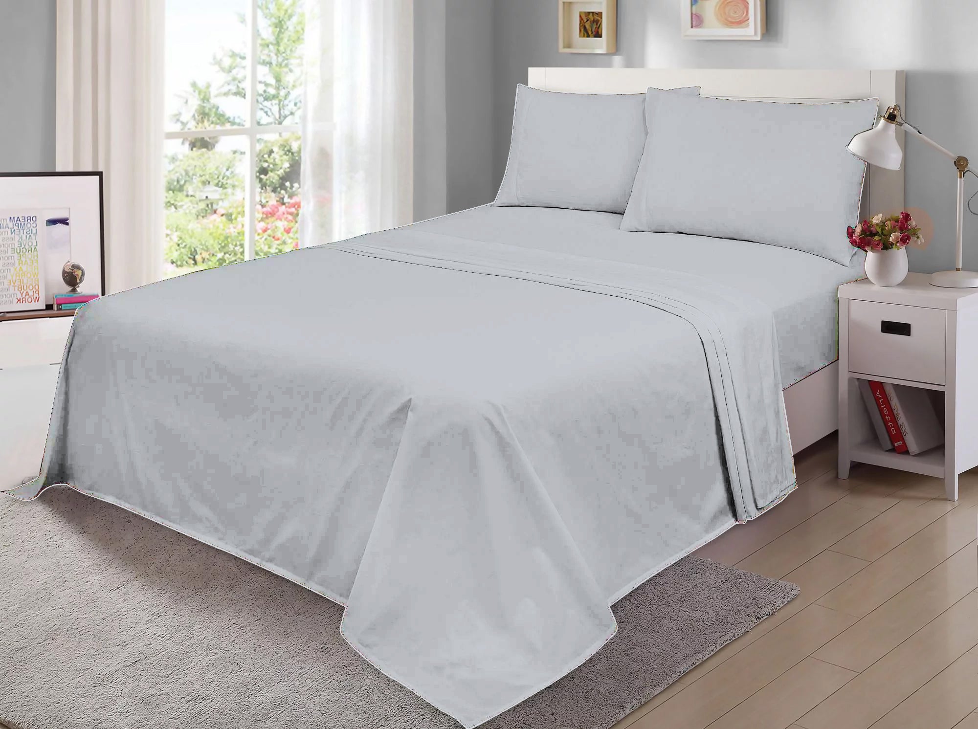 MistyMorning Single small Double King Super King cotton flat Sheet size percale bed cot white black