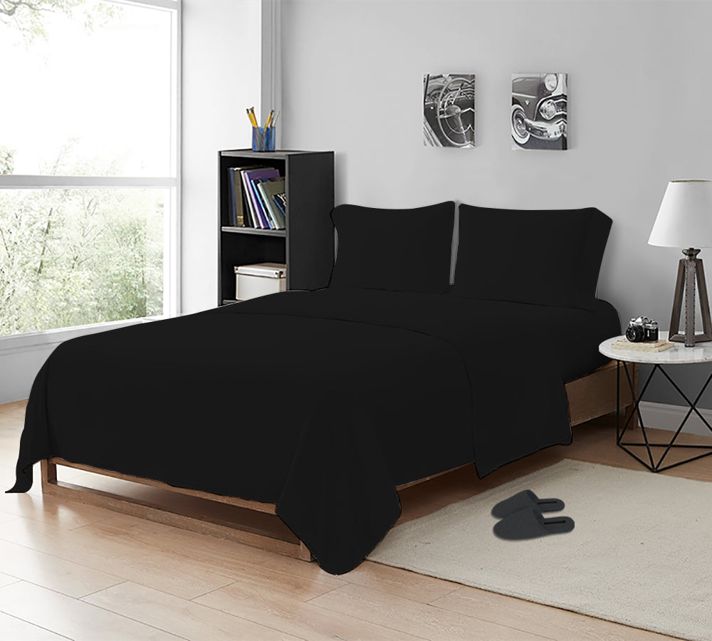 MistyMorning Single small Double King Super King cotton flat Sheet size percale bed cot white black