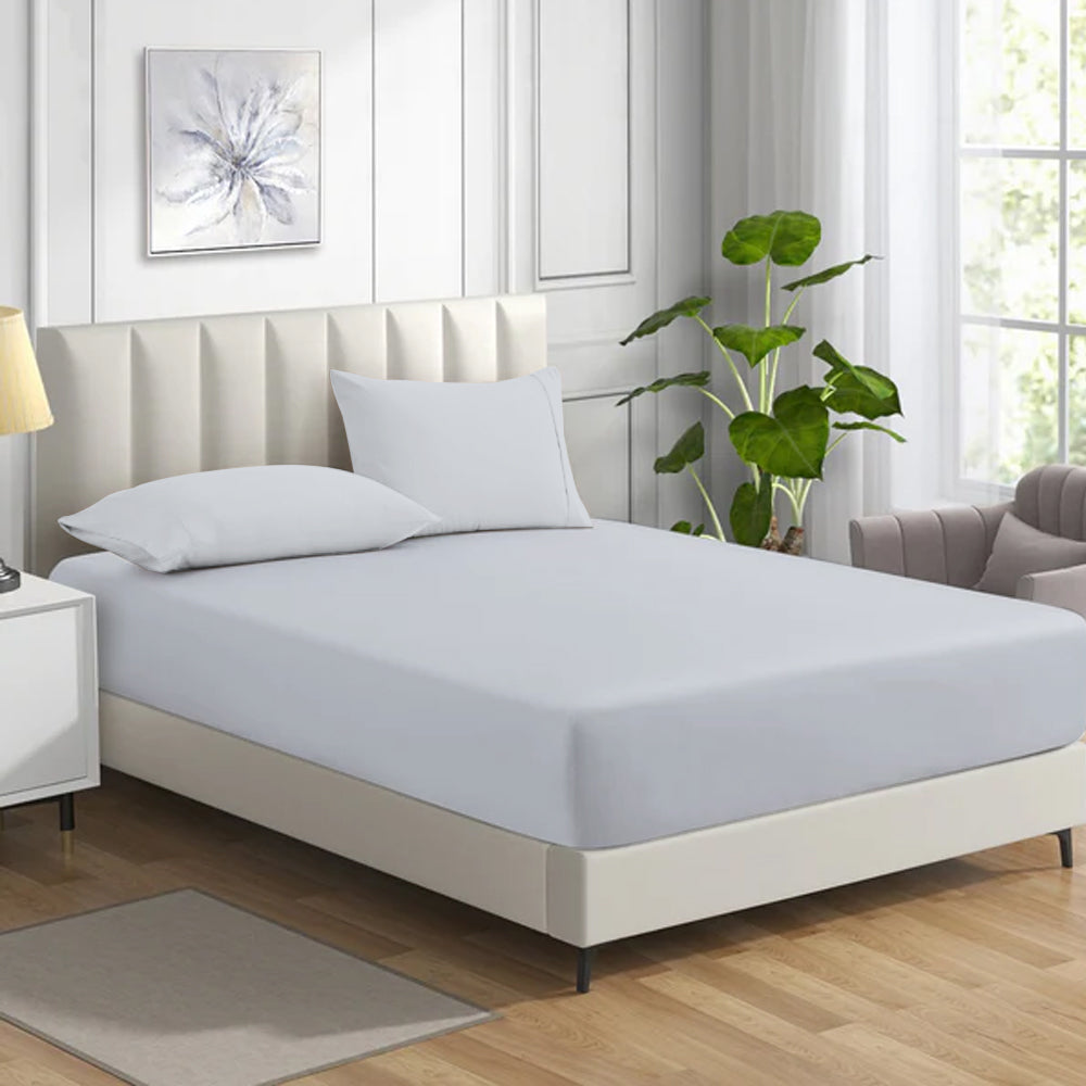 MistyMorning what is Single small Double King Super King cotton Fitted Sheet sizes pattern percale grey yellow